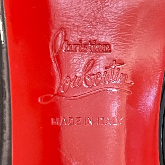 Christian Louboutin 36 6 Black Patent Heels Peeptoe Slingback with Box - Picture 14 of 15